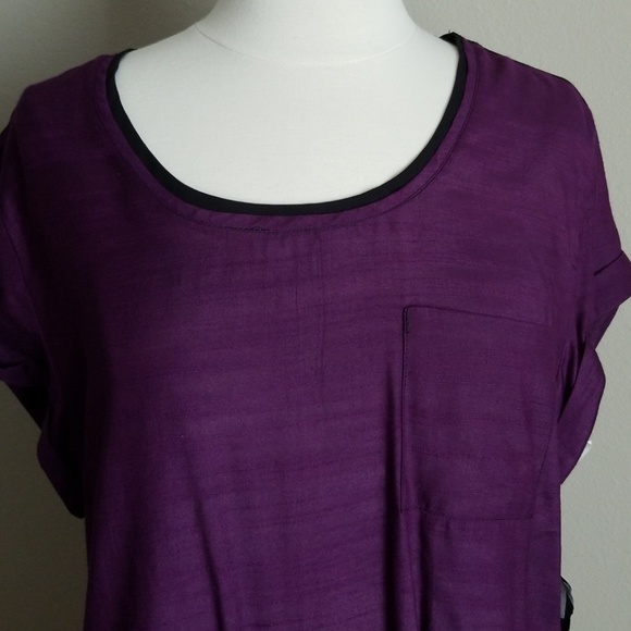 NWT Purple and black short sleeve blouse - Picture 4 of 8